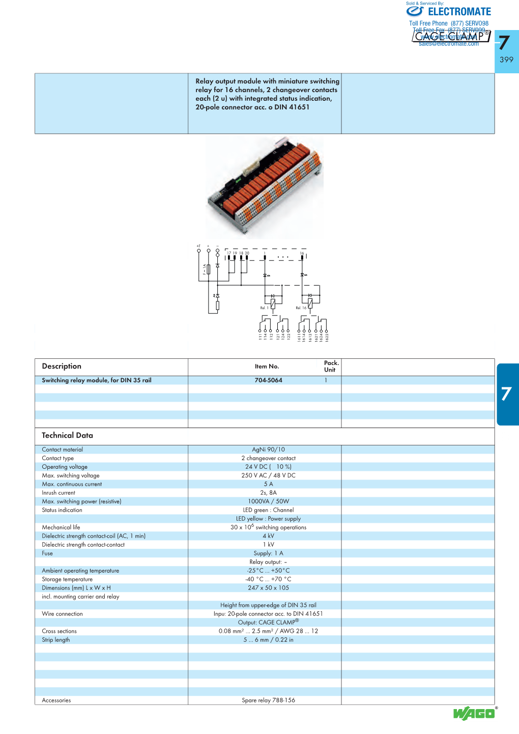 WAGO Interface Cables Sales@Electromate.Com 404 for 289, 704 Series, in Connection with WAGO-I/O-SYSTEM 750