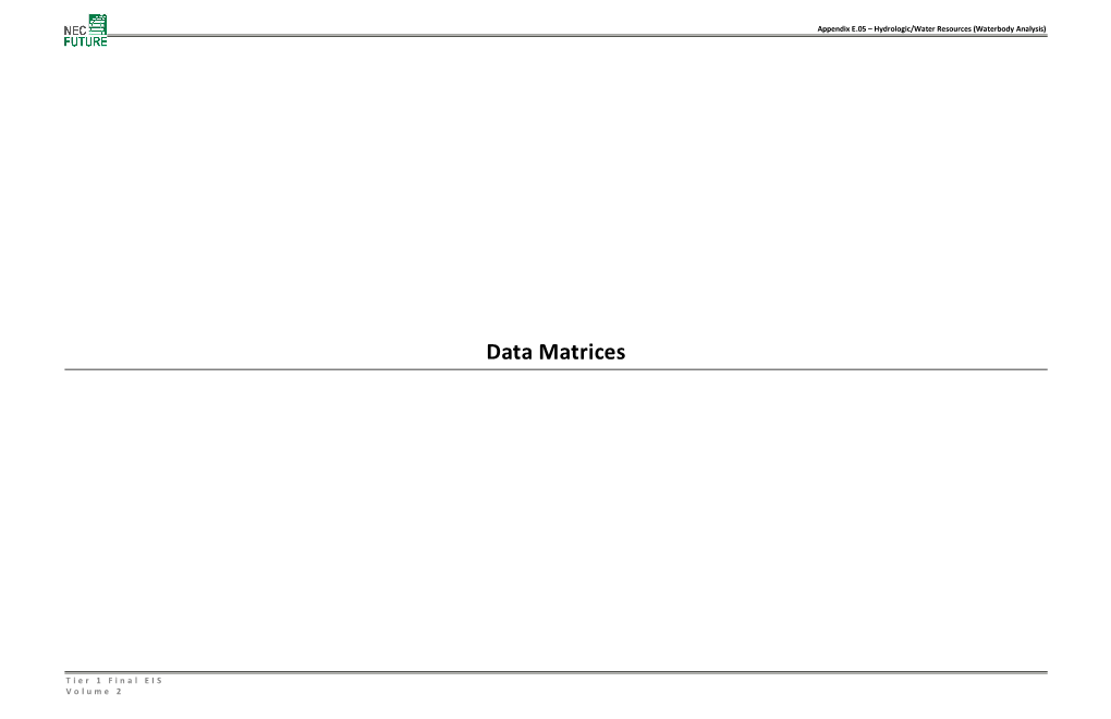 Appendix E.05 Hydrologic/Water Resources (Waterbody Analysis