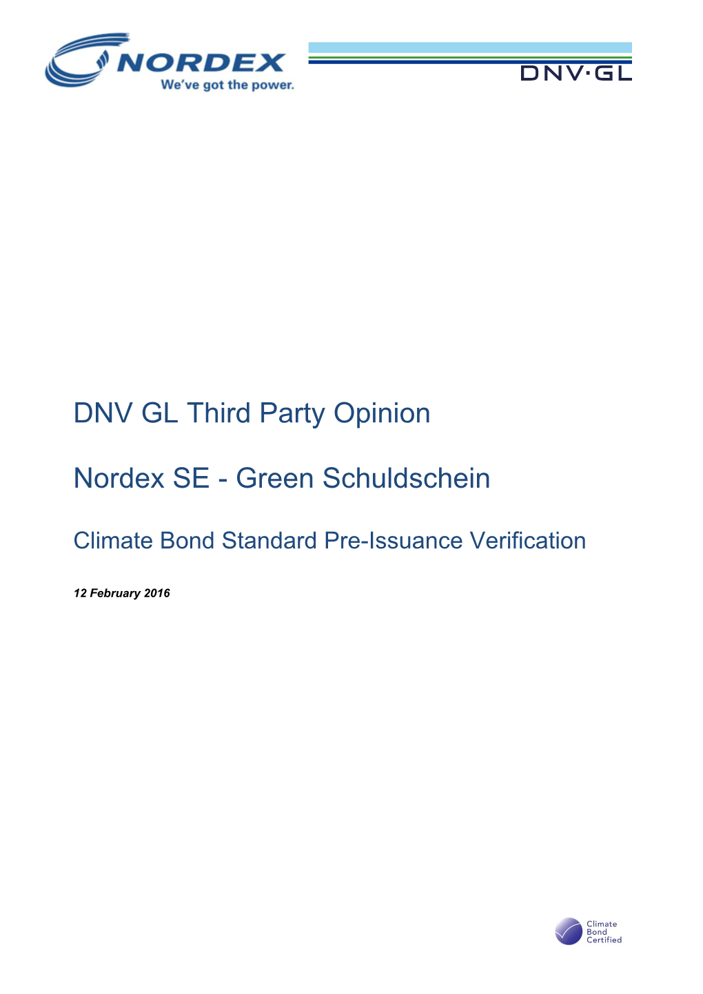 DNV GL Third Party Opinion Nordex SE