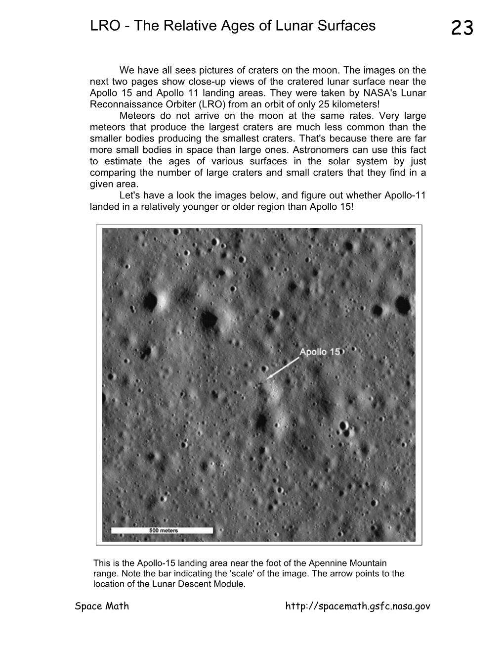 The Relative Ages of Lunar Surfaces 23