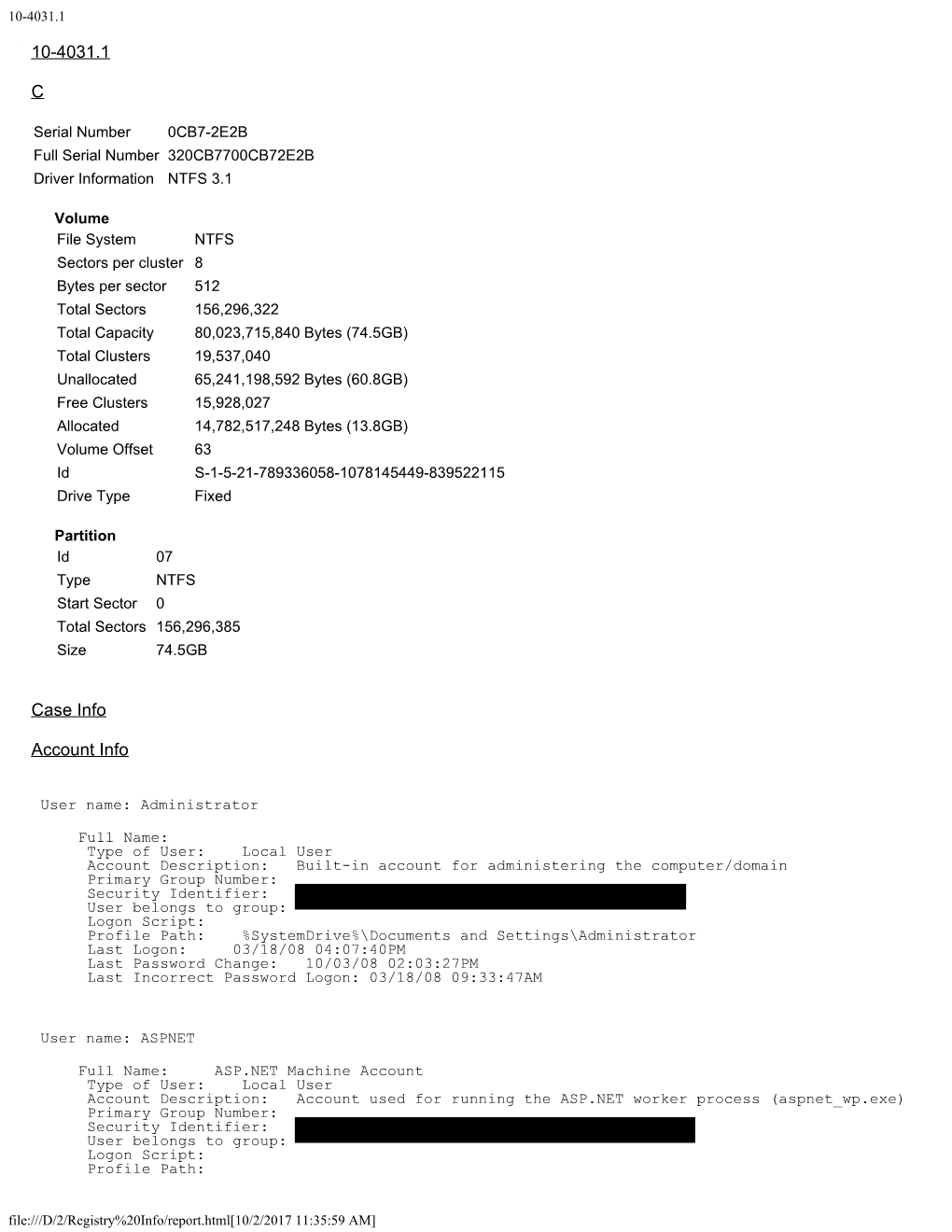 10-4031.1 C Case Info Account Info