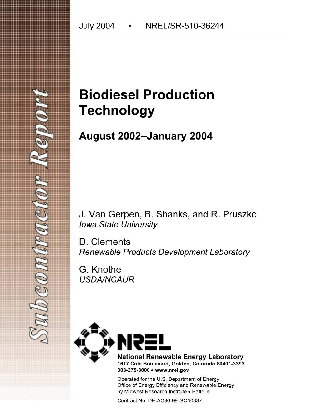 Biodiesel Production Technology