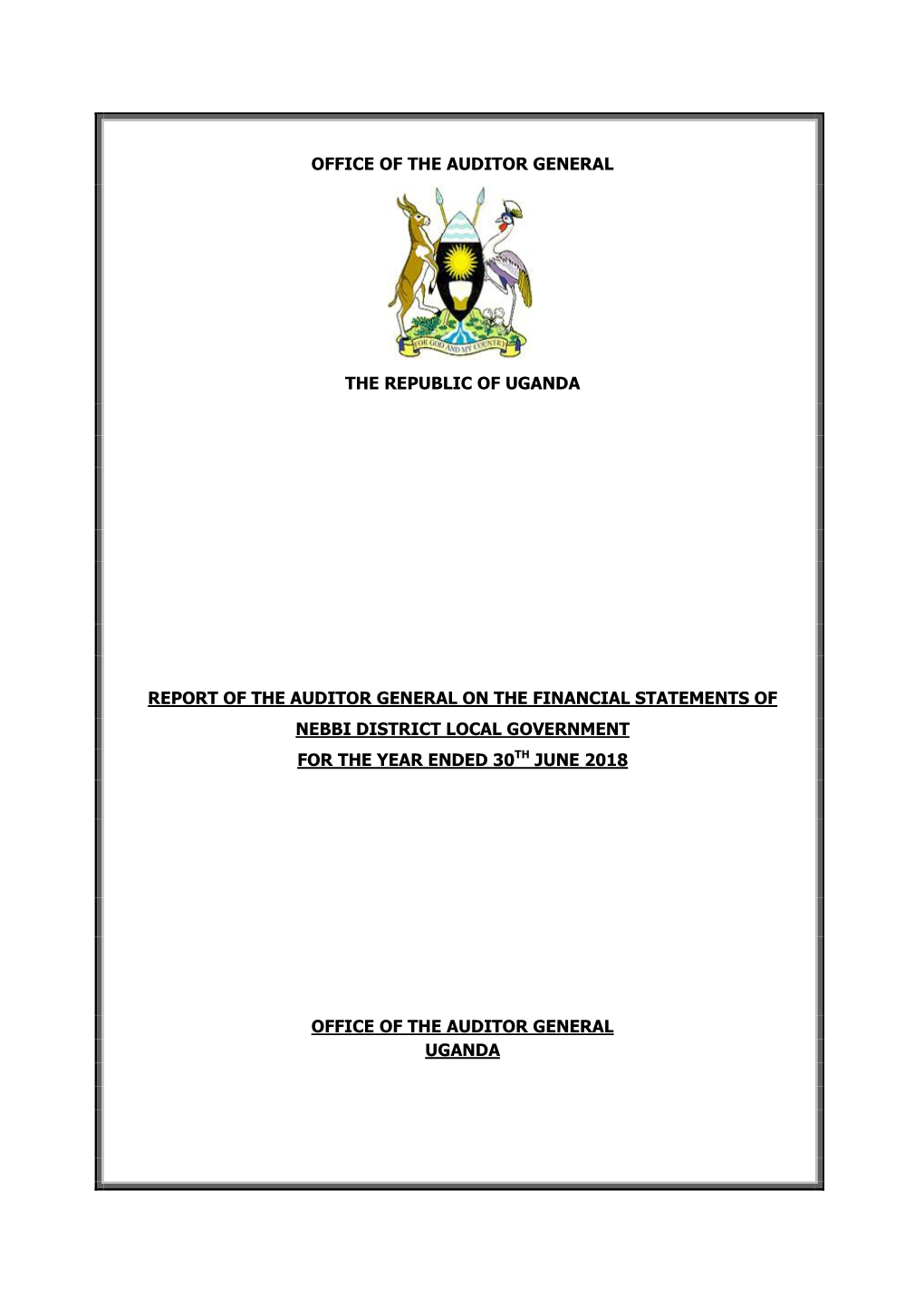 Office of the Auditor General the Republic of Uganda