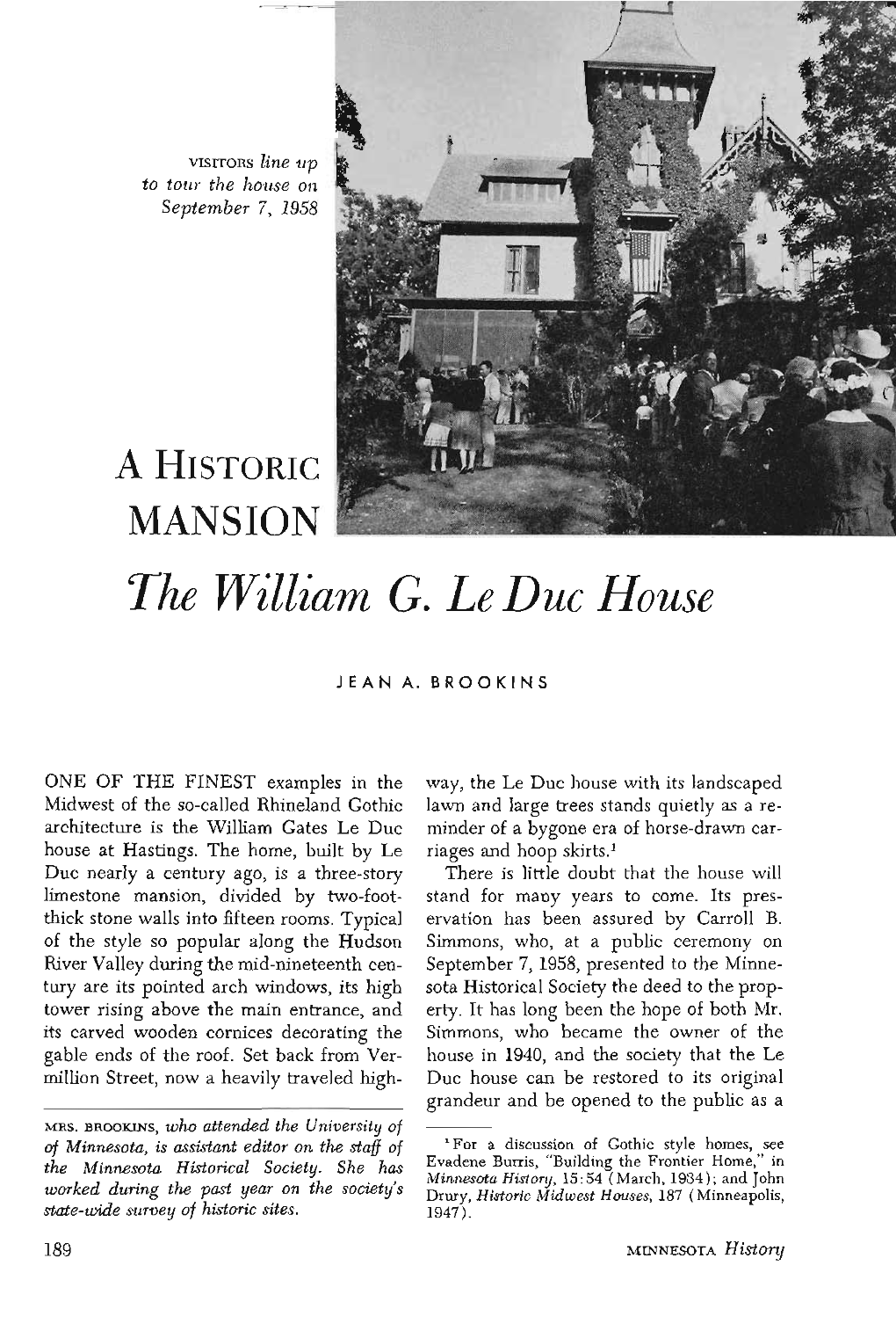 A Historic Mansion, the William G. Leduc House