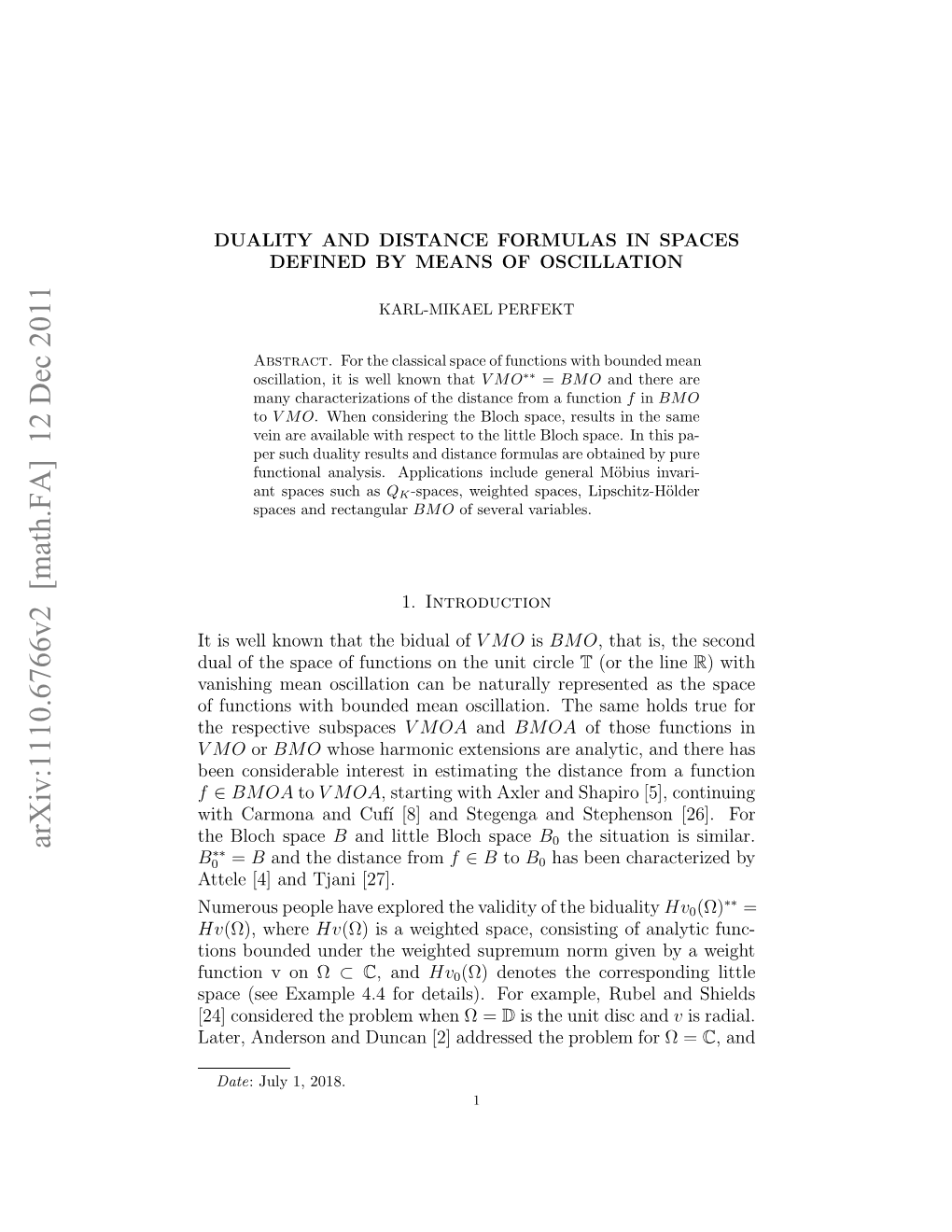 Duality and Distance Formulas in Spaces Defined by Means Of