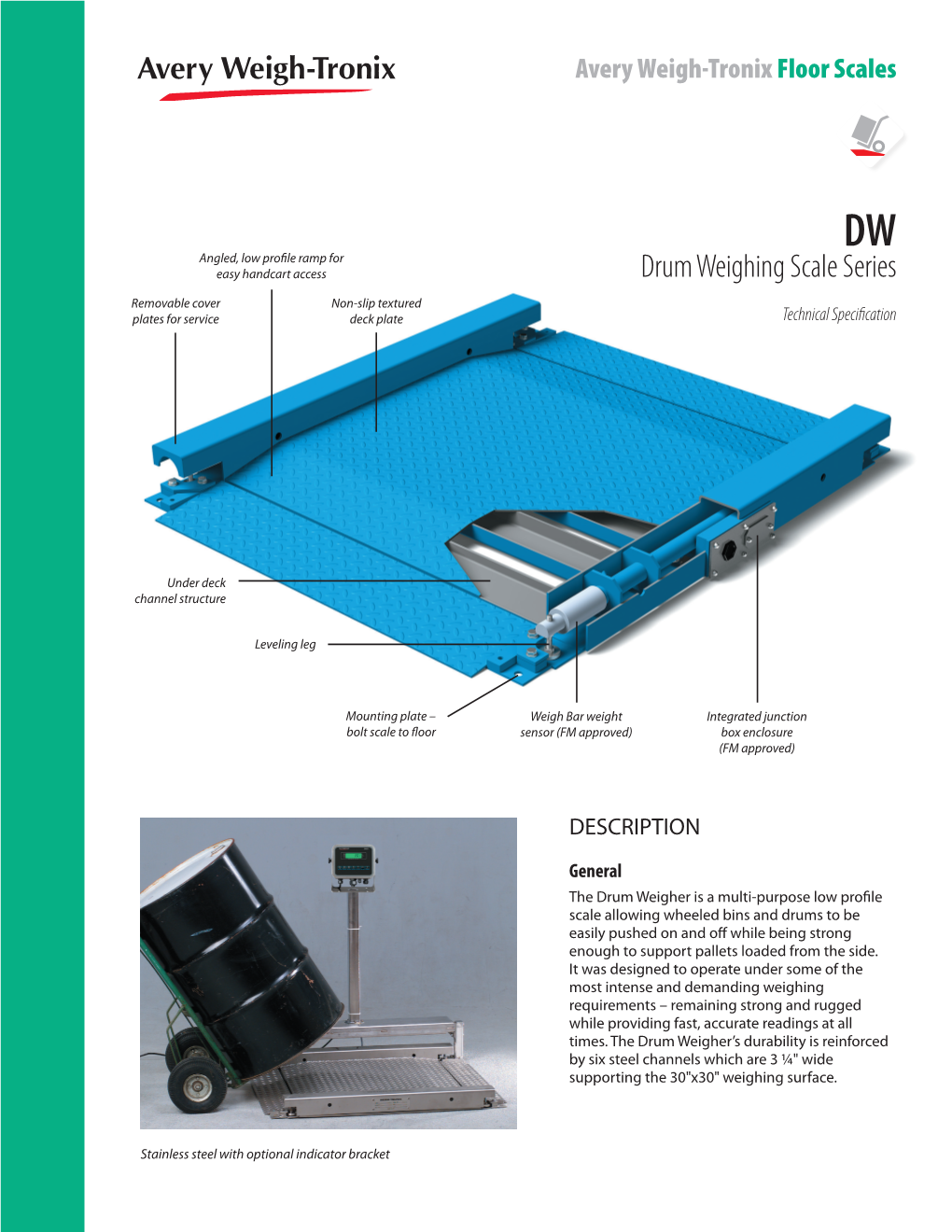 Drum Weighing Scale Series Removable Cover Non-Slip Textured Plates for Service Deck Plate Technical Specification