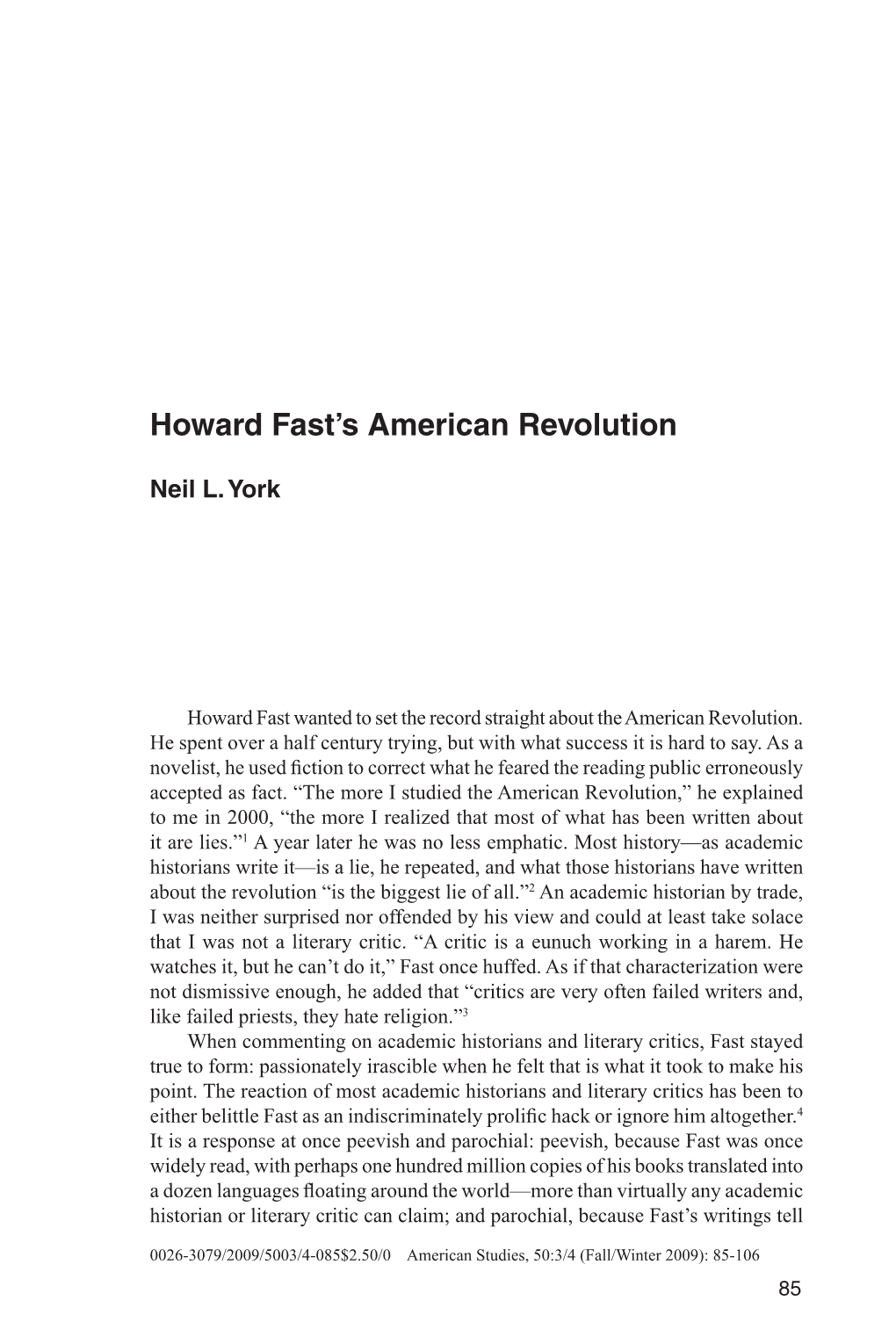 Howard Fast's American Revolution