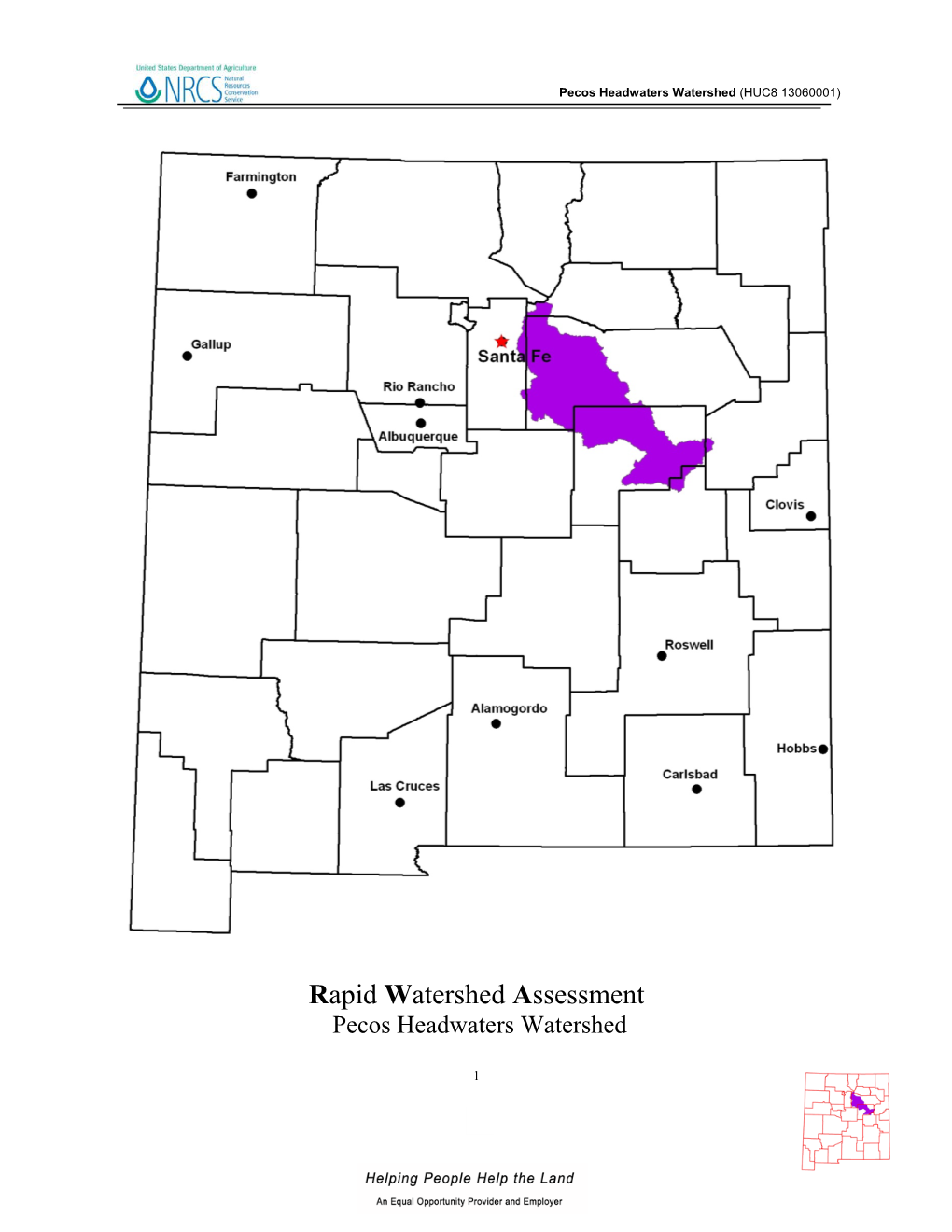 Rapid Watershed Assessment Pecos Headwaters Watershed