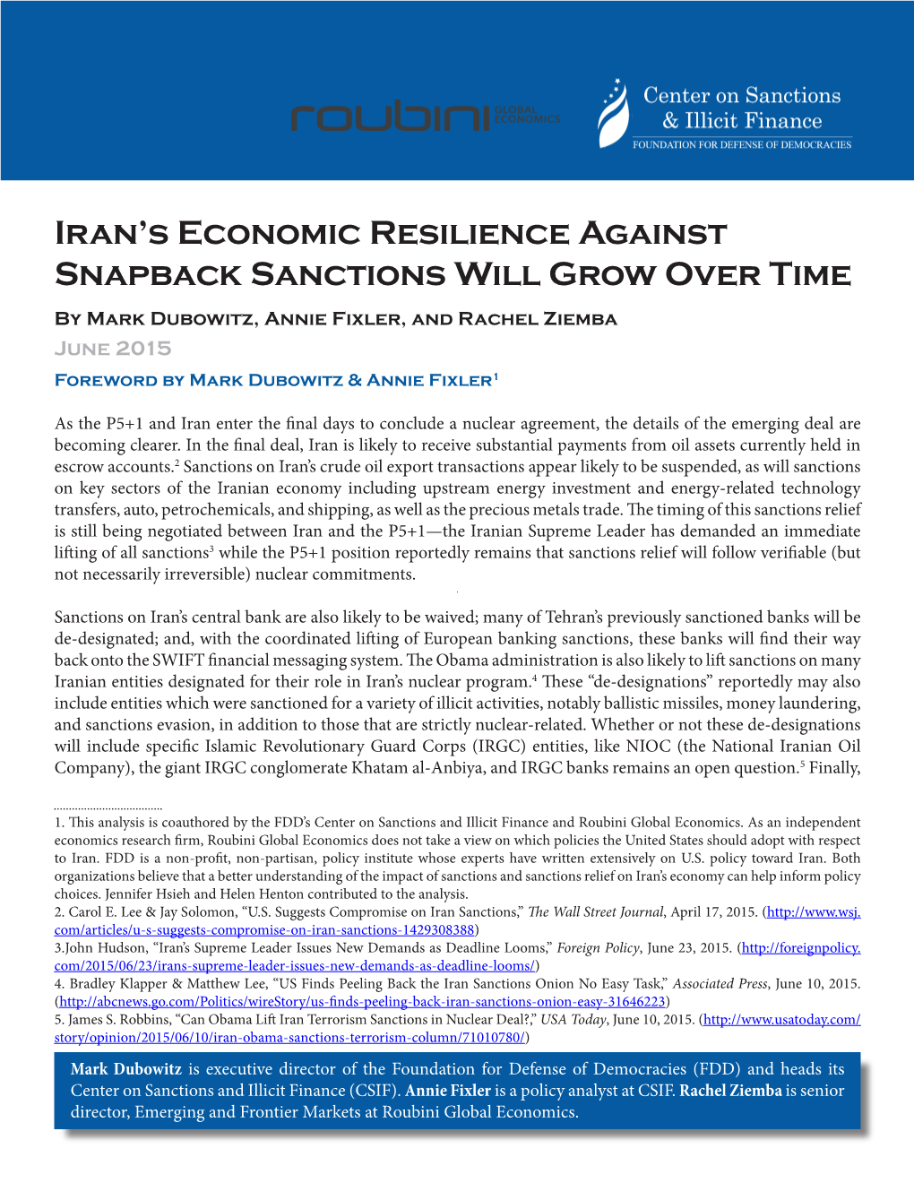 Iran's Economic Resilience Against Snapback Sanctions Will Grow