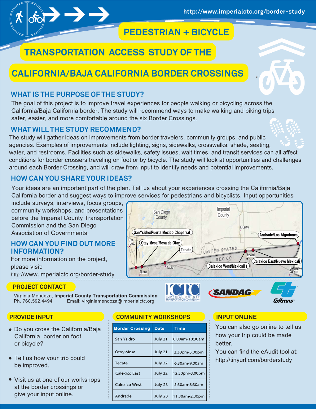Pedestrian + Bicycle Transportation Access Study of the California/Baja California Border Crossings
