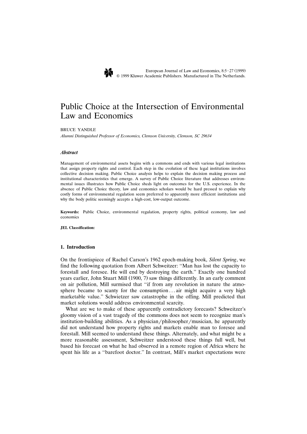 Public Choice at the Intersection of Environmental Law and Economics