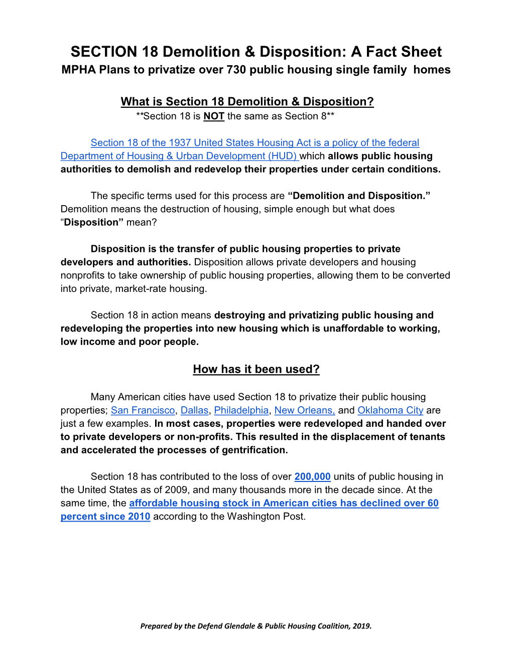 SECTION 18 Demolition & Disposition: a Fact Sheet