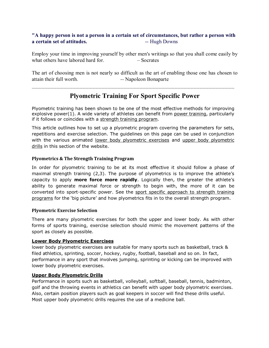 Plyometric Training for Sport Specific Power