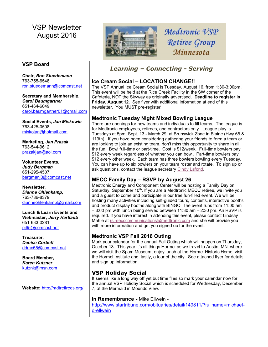 VSP Newsletter August 2016