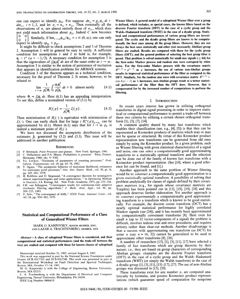 Statistical and Computational Performance of a Class by Computationally Convenient Transforms [8]