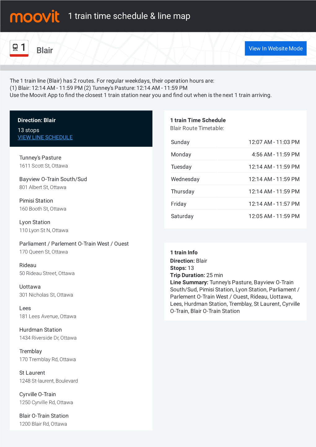 1 Train Time Schedule & Line Route