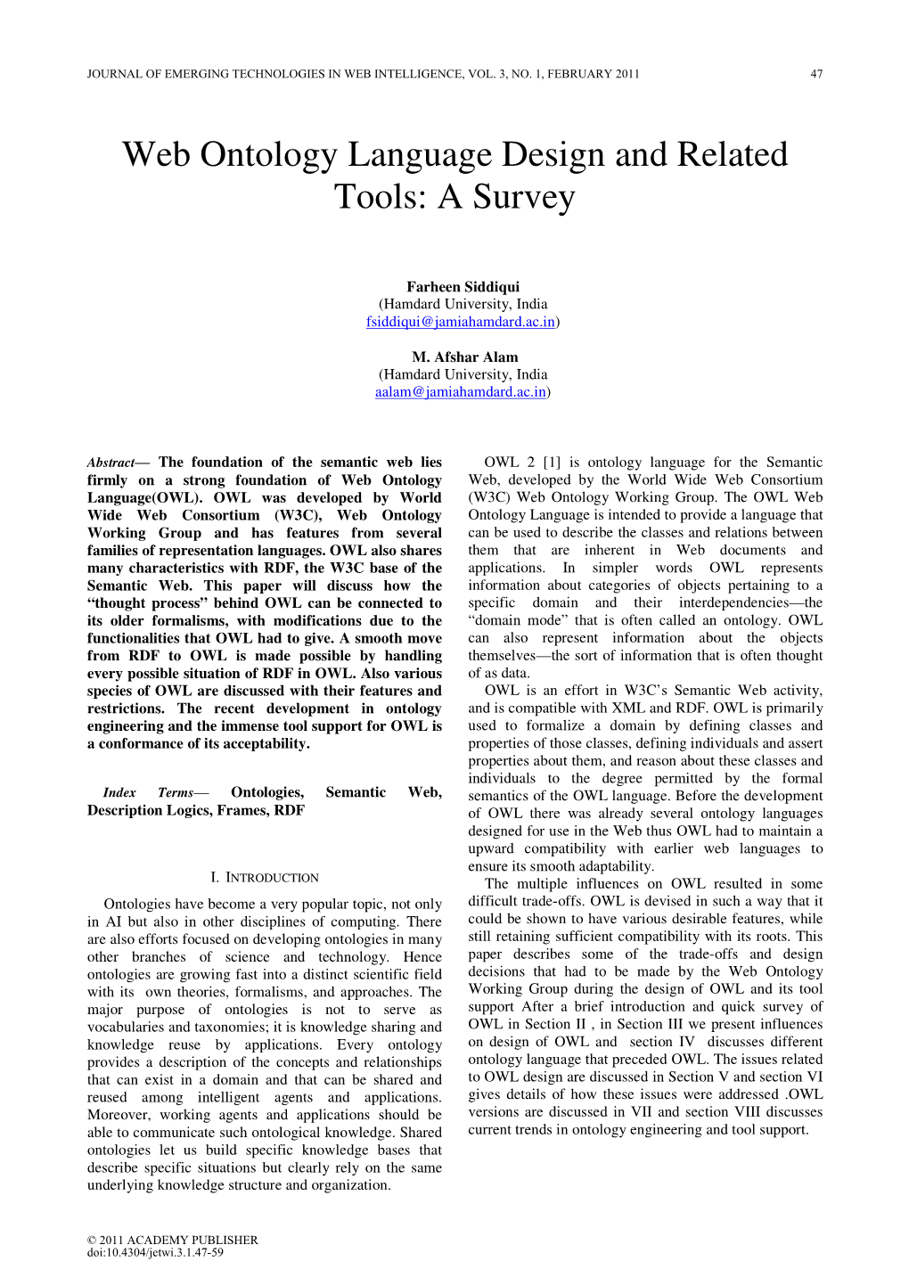 Web Ontology Language Design and Related Tools: a Survey