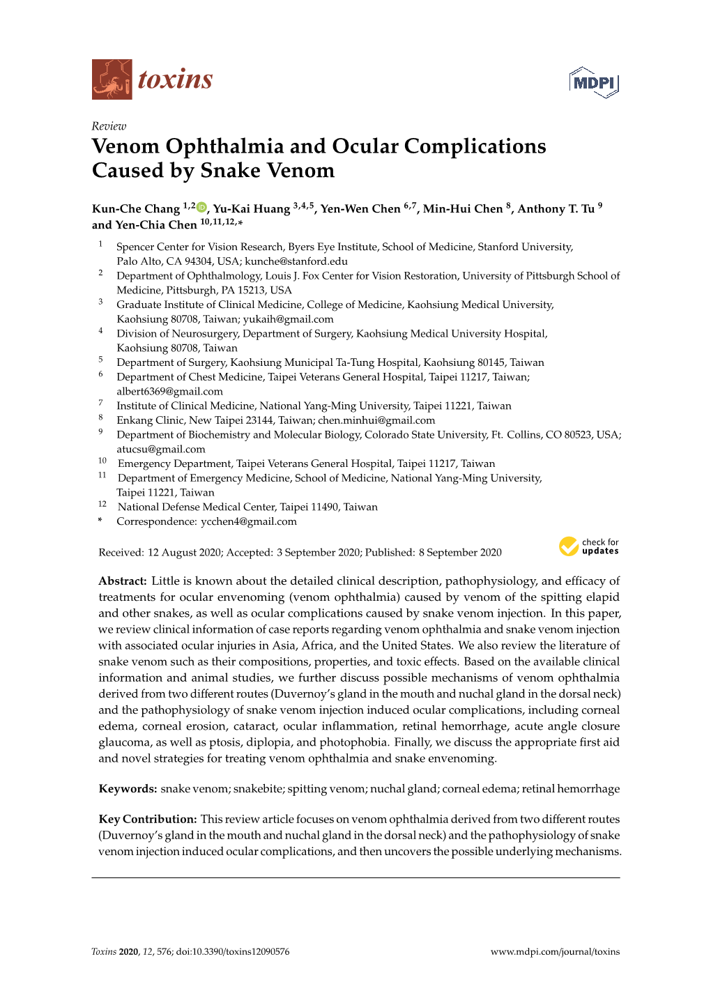 Venom Ophthalmia and Ocular Complications Caused by Snake Venom