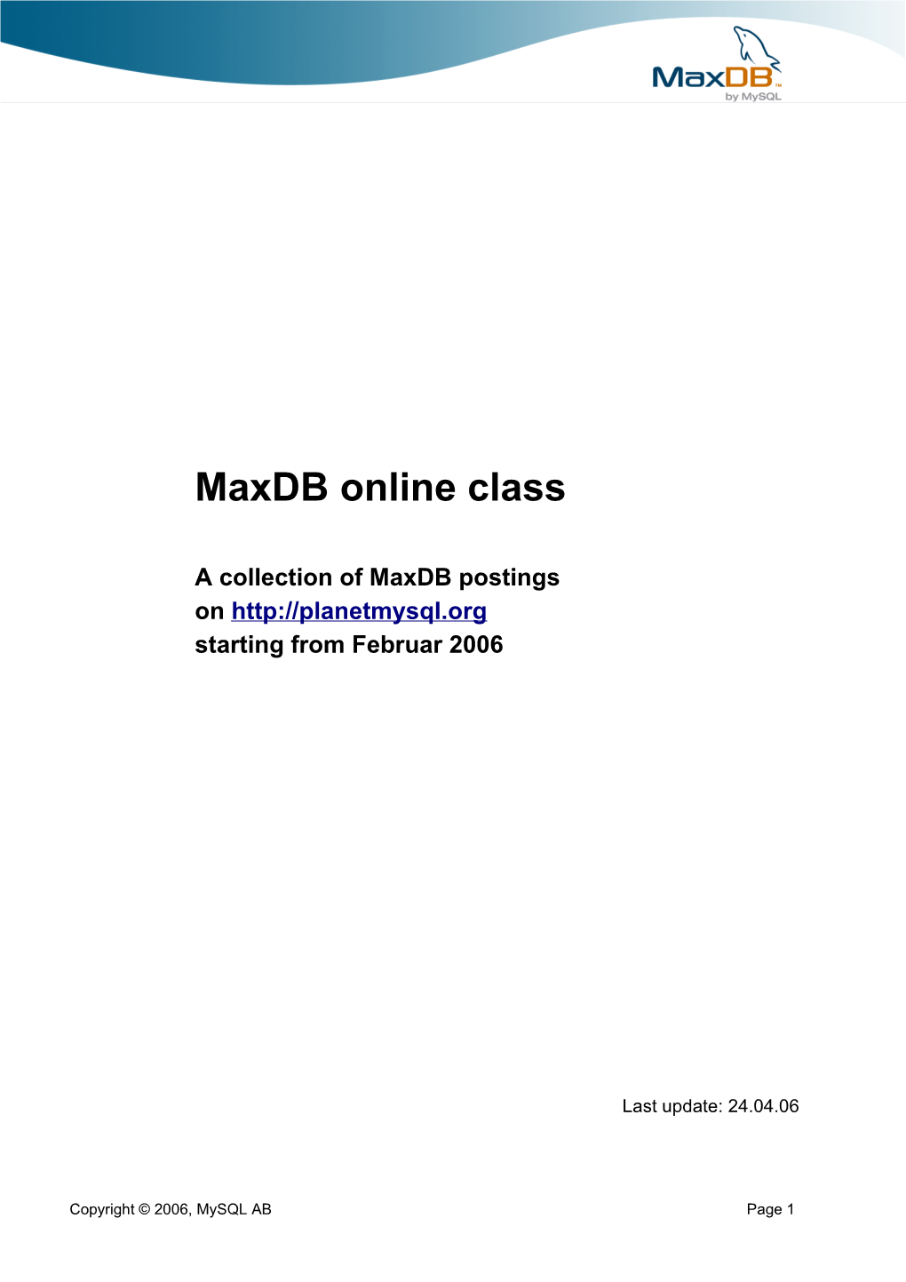 Maxdb Online Class