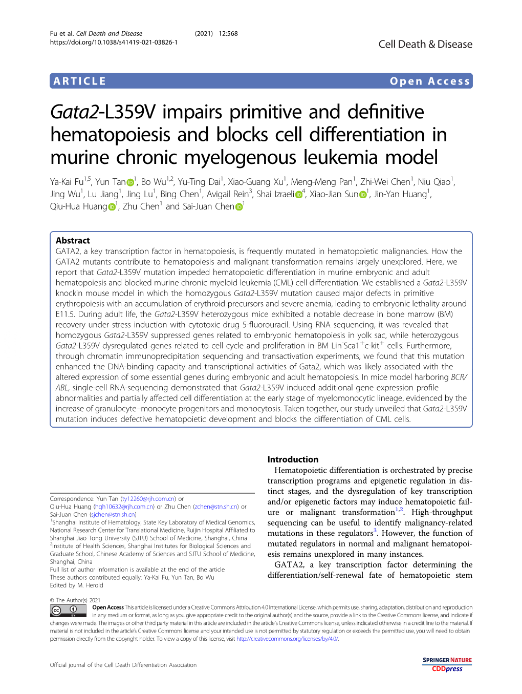 Gata2-L359V Impairs Primitive and Definitive Hematopoiesis and Blocks