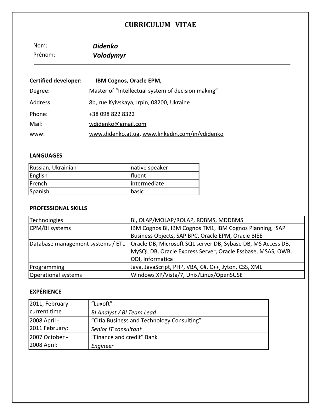 Curriculum Vitae s499