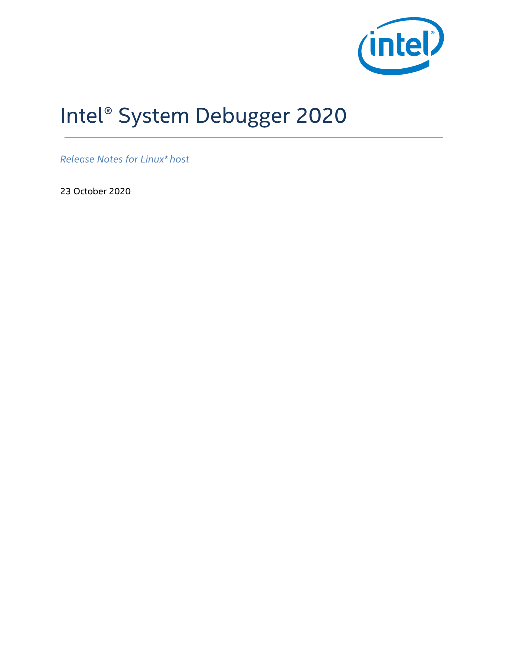 Intel® System Debugger 2020 Release Notes