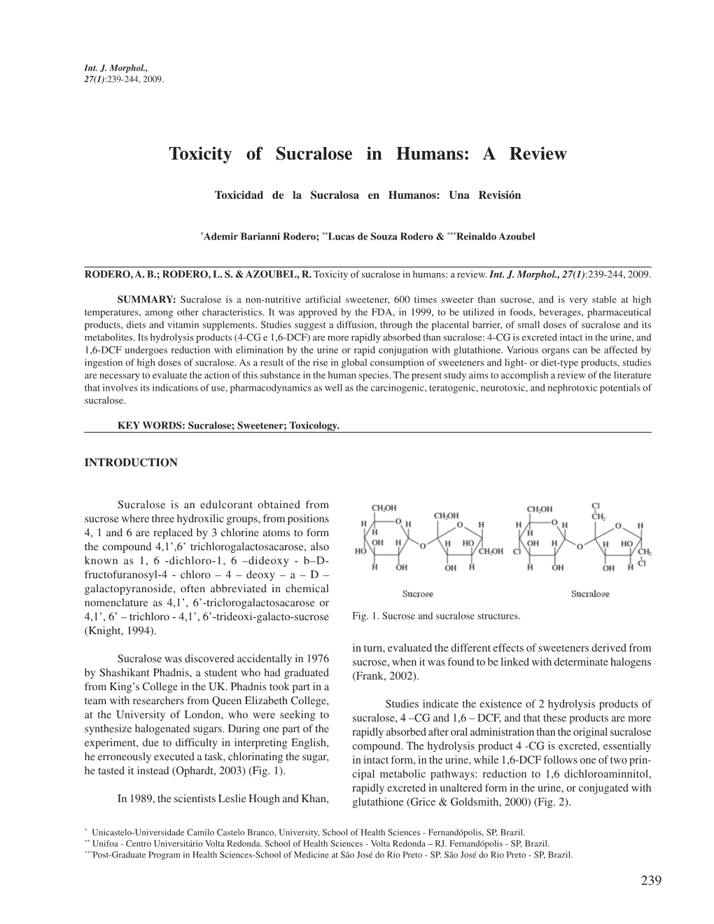 Toxicity of Sucralose in Humans: a Review