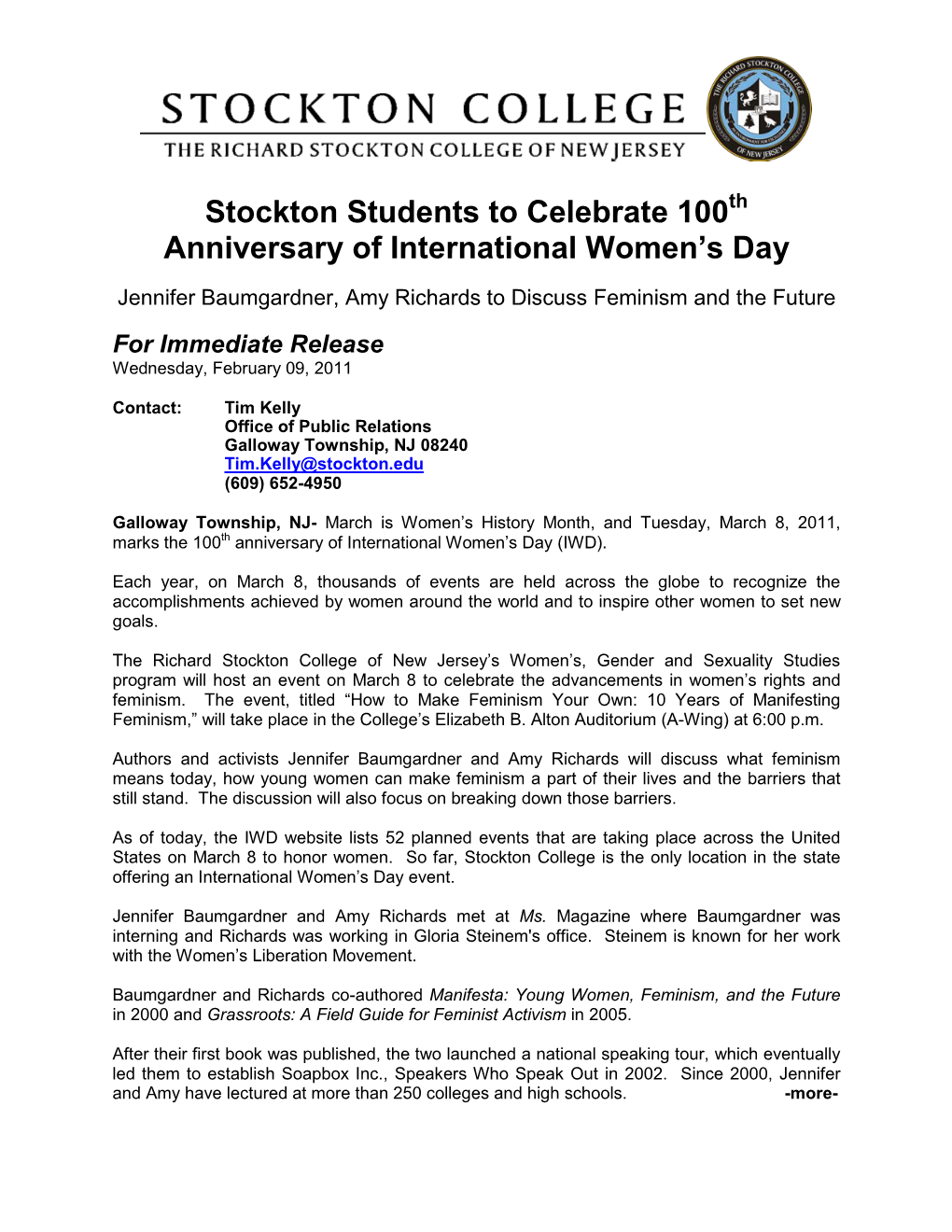 Stockton Students to Celebrate 100 Anniversary of International