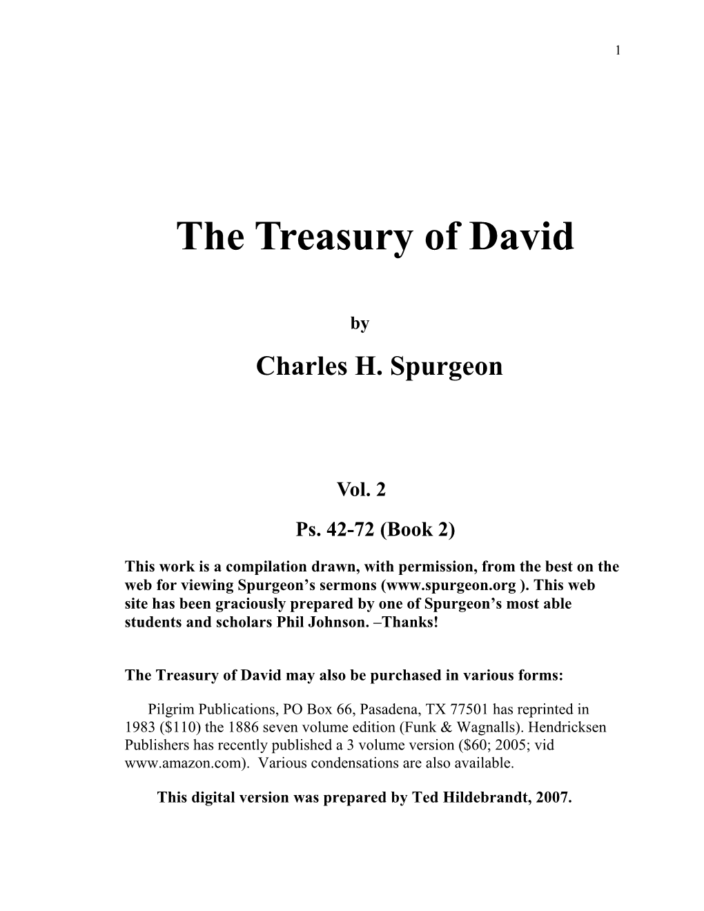 Treasury of David (Vol. 2 Ps. 42-72)