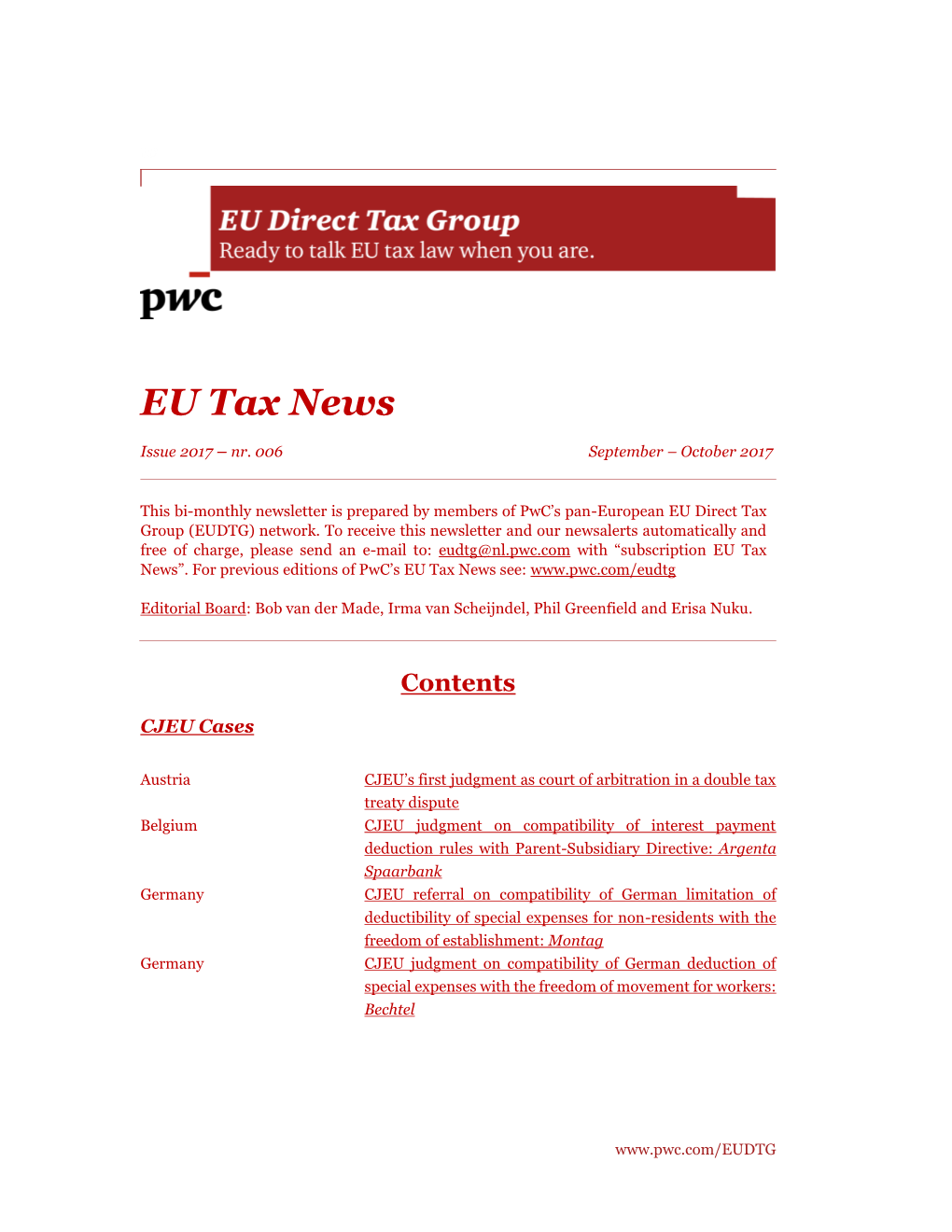 EU Tax News Issue 2017 – Nr. 006 September