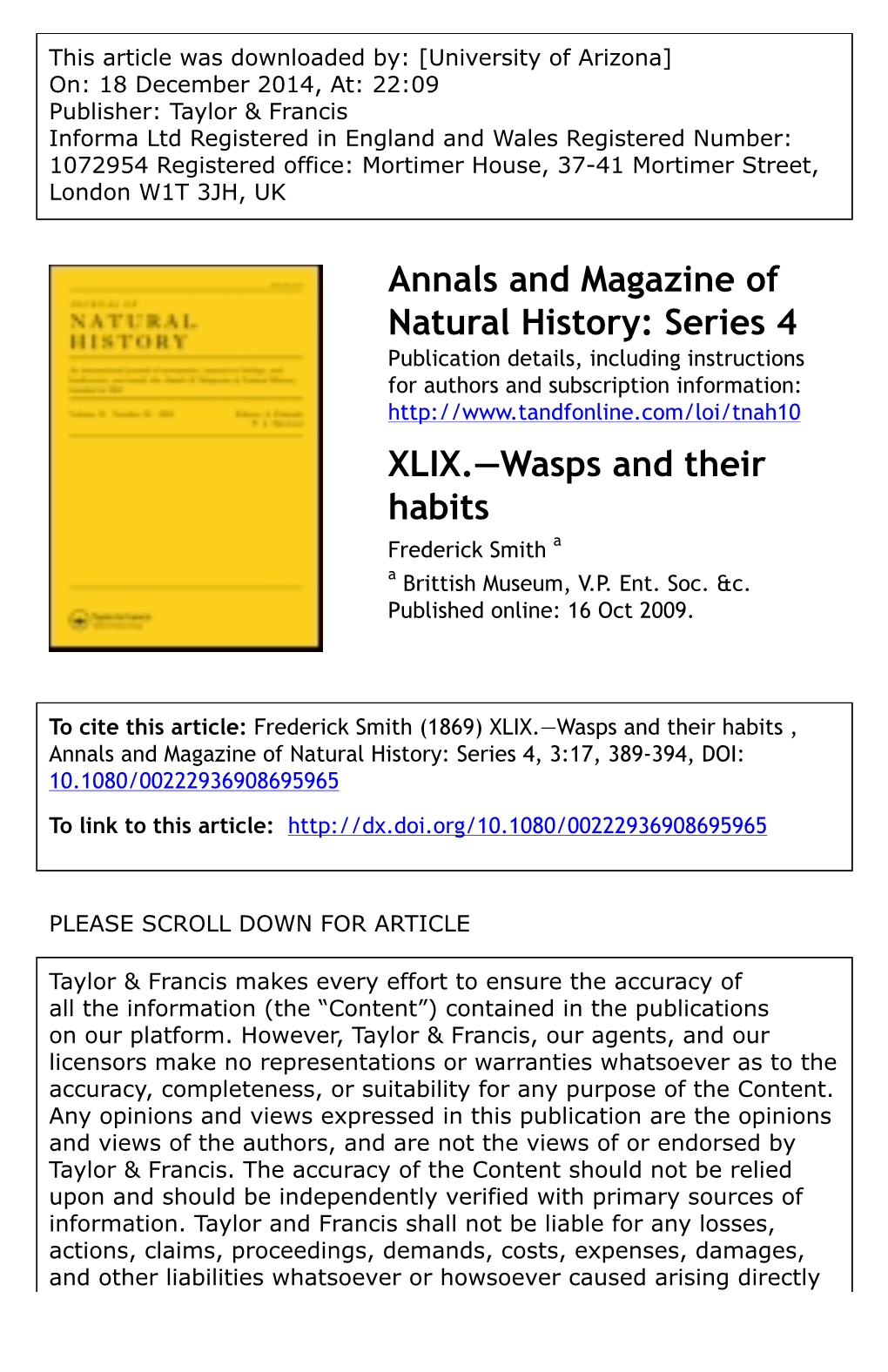 Annals and Magazine of Natural History: Series 4 XLIX