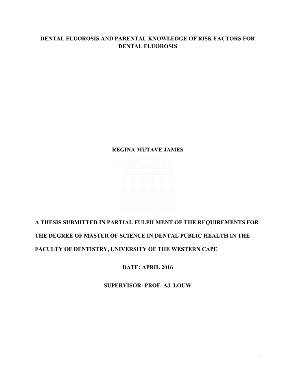 Thesis Submitted in Partial Fulfilment of the Requirements For