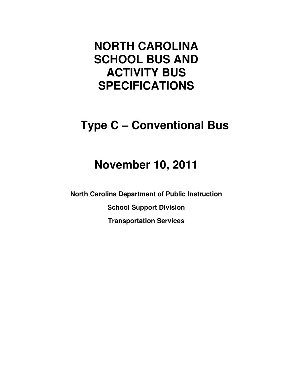 North Carolina School Bus and Activity Bus Specifications