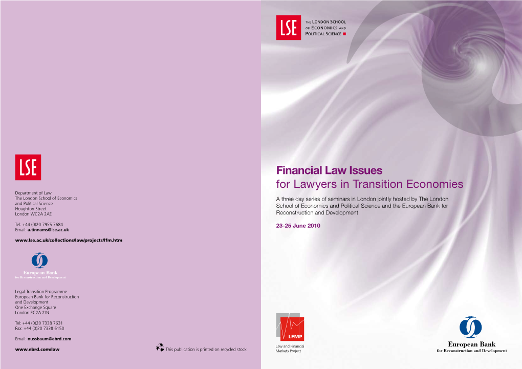 Financial Law Issues for Lawyers in Transition Economies