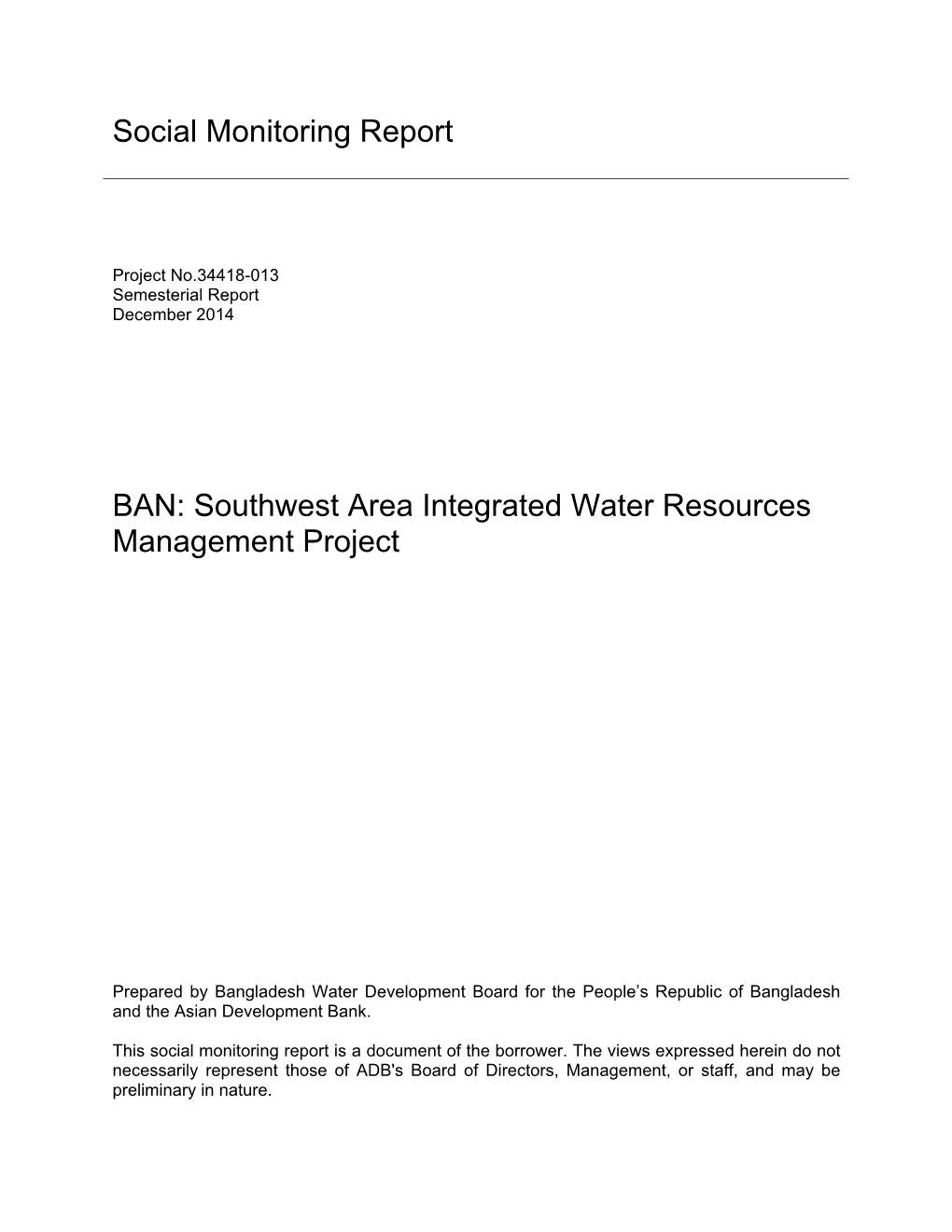 Southwest Area Integrated Water Resources Management Project