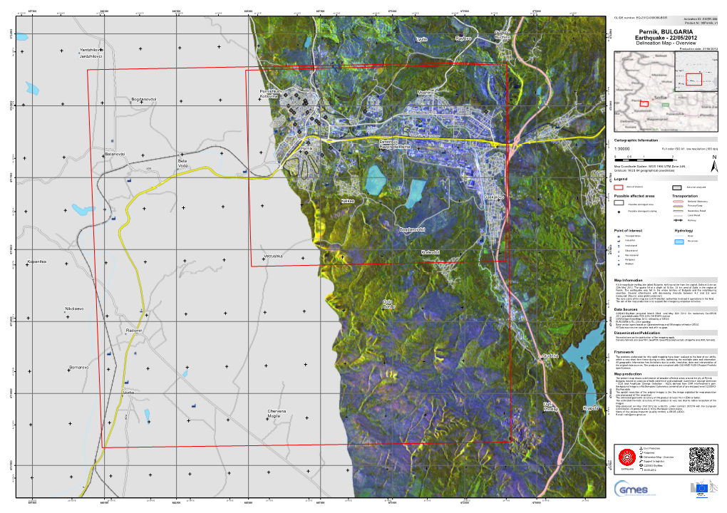 Pernik, BULGARIA 0 ' 7 7 8 4 4 3 Buchino ° Raylovo 2 Lyulin 4 Earthquake - 22/05/2012 Delineation Map - Overview N "