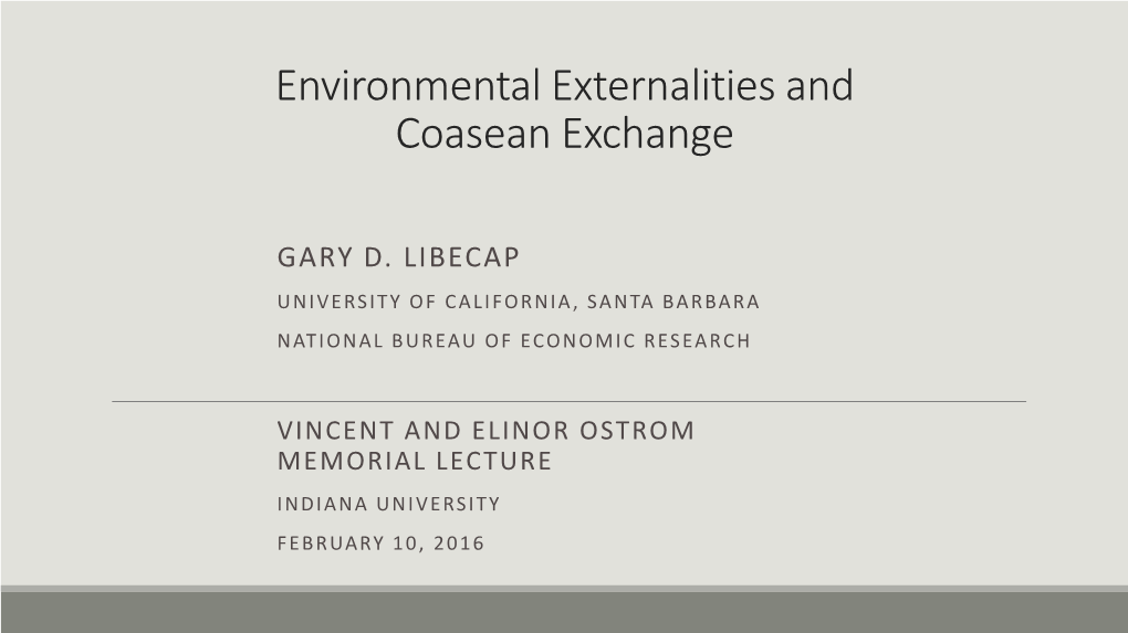 Environmental Externalities and Coasean Exchange