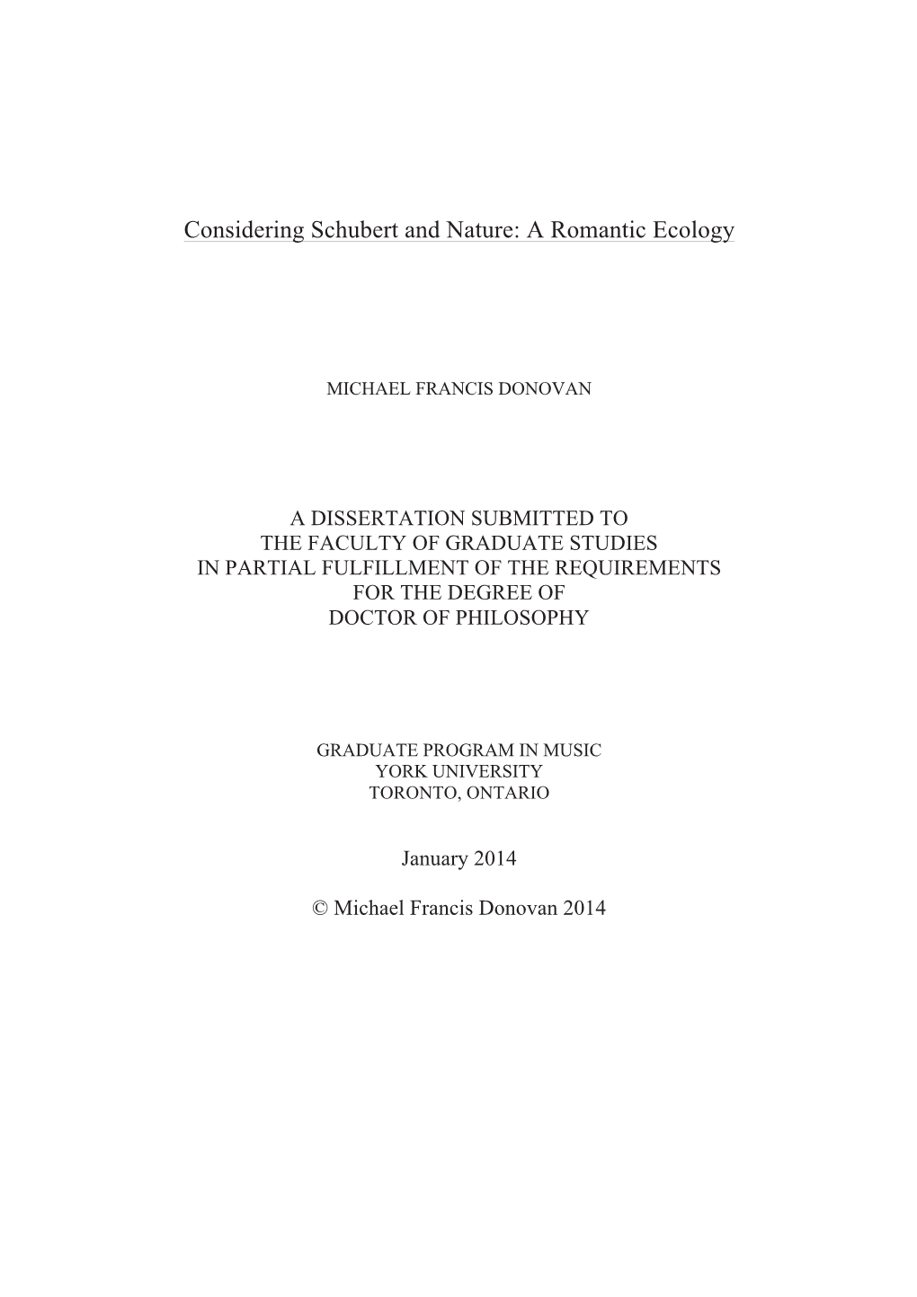 Considering Schubert and Nature: a Romantic Ecology