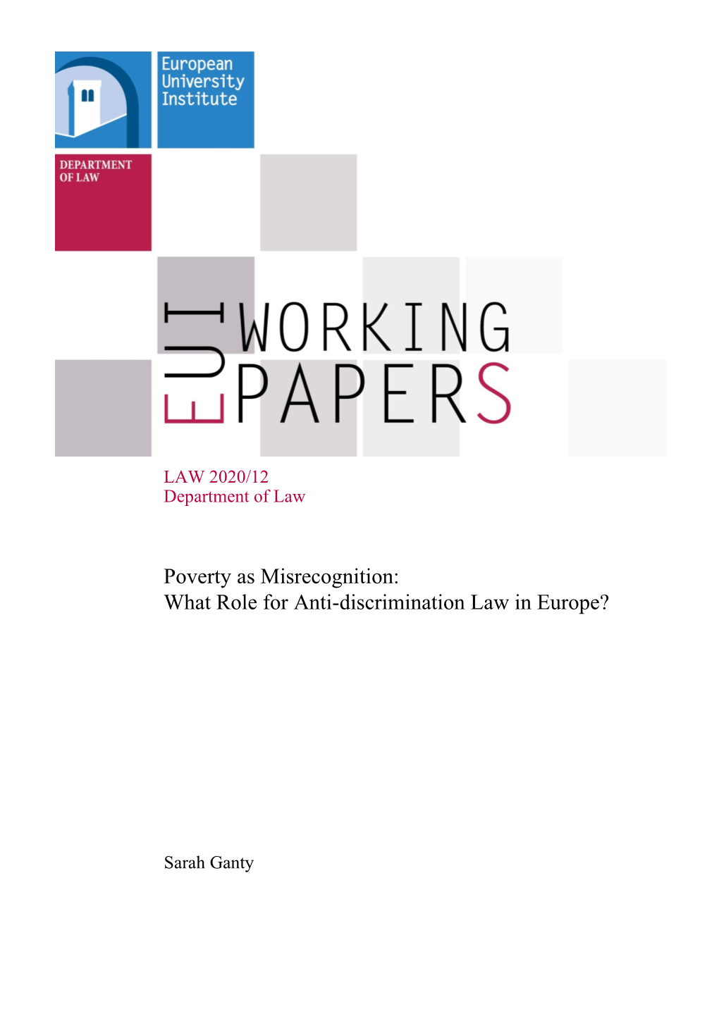 Poverty As Misrecognition: What Role for Anti-Discrimination Law in Europe?