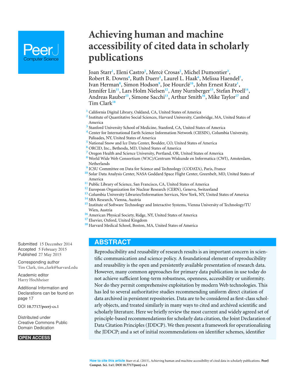 Achieving Human and Machine Accessibility of Cited Data in Scholarly Publications