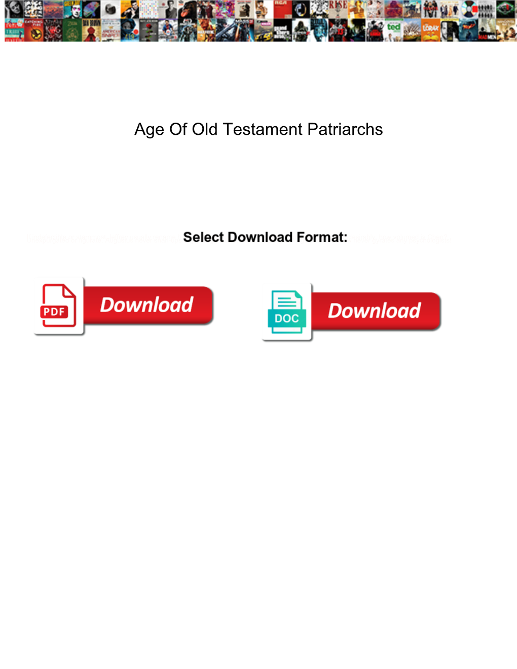 Age of Old Testament Patriarchs