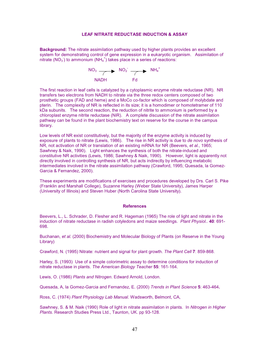 Leaf Nitrate Reductase Induction & Assay