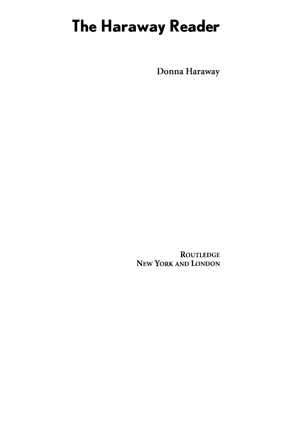 The Haraway Reader