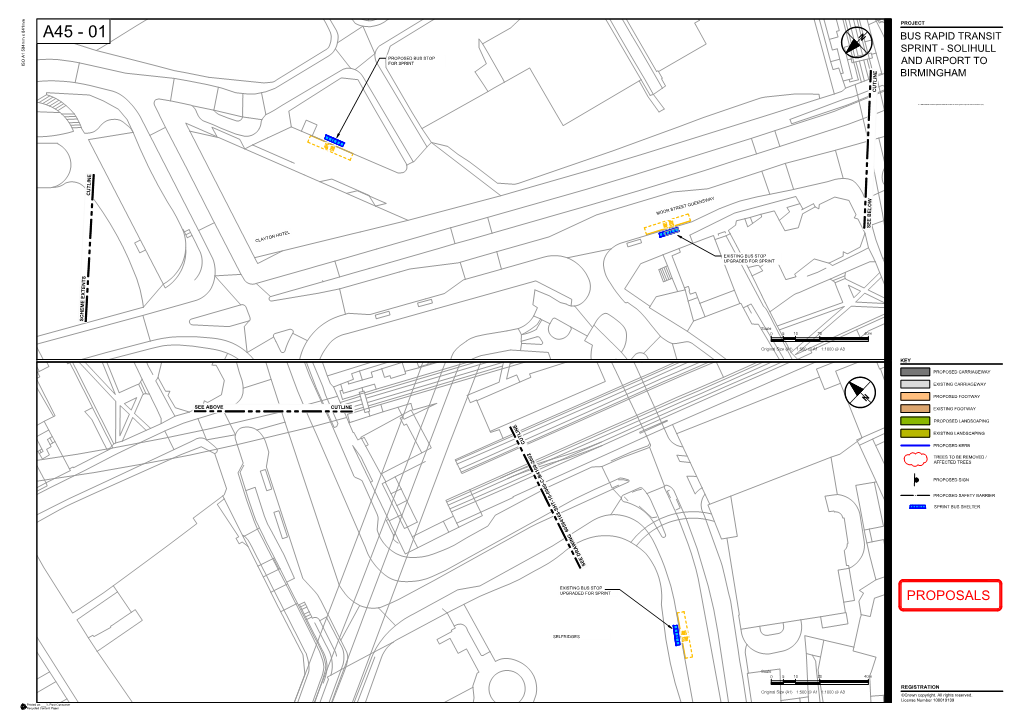 A45 - 01 N BUS RAPID TRANSIT SPRINT - SOLIHULL PROPOSED BUS STOP for SPRINT and AIRPORT to ISO A1 594Mm X 841Mm BIRMINGHAM