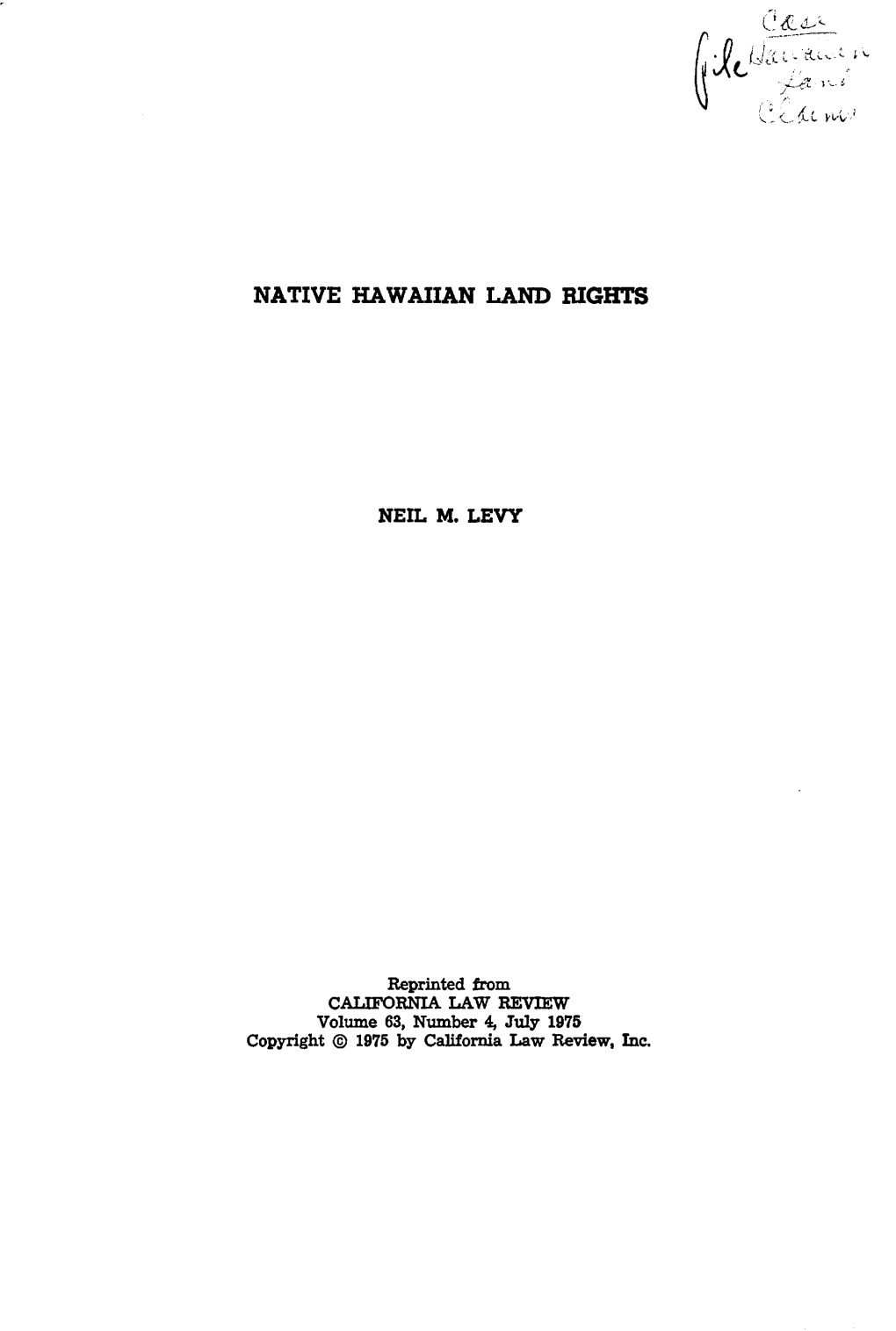 Native Hawaiian Land Rights