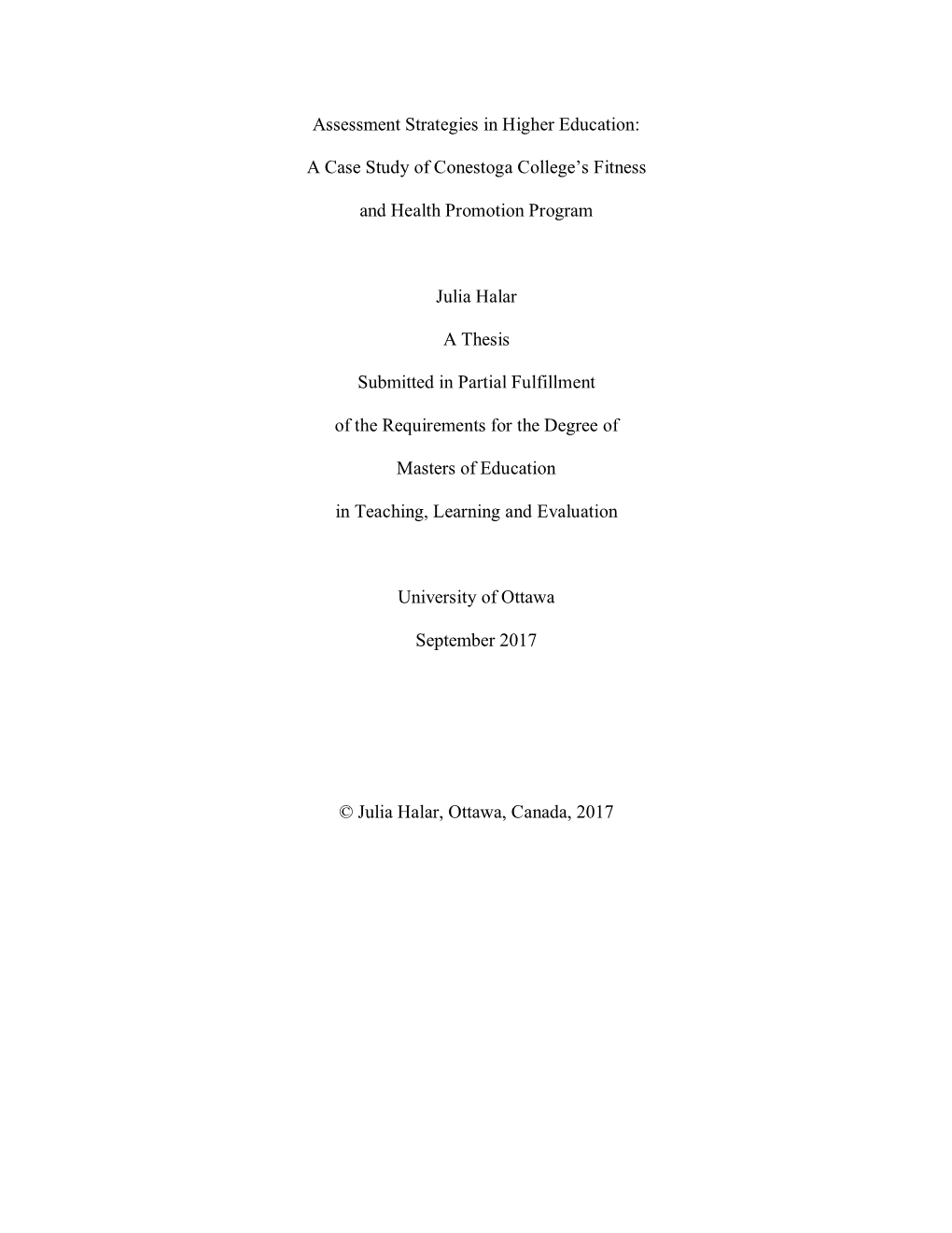 Assessment Strategies in Higher Education: a Case Study Of