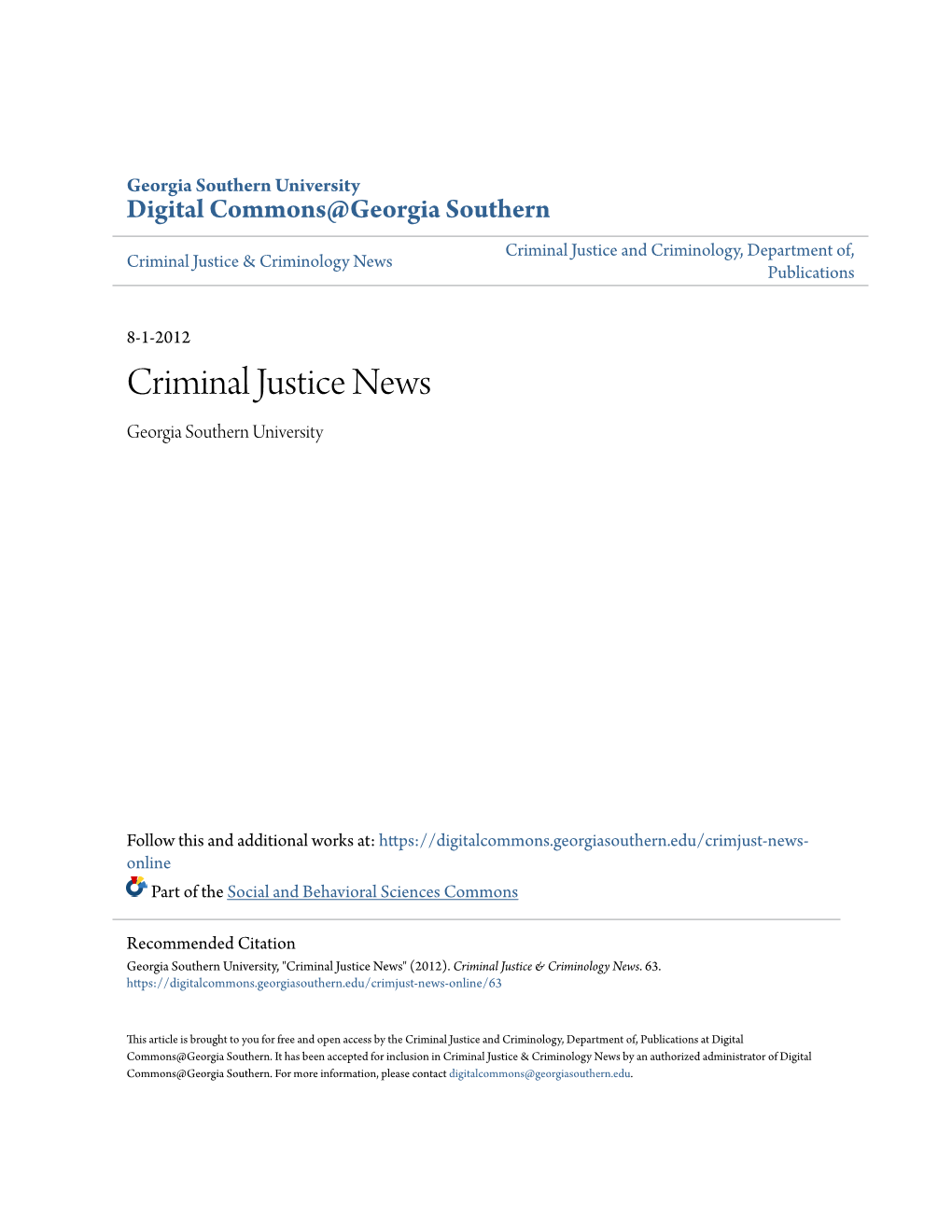 Criminal Justice News Georgia Southern University