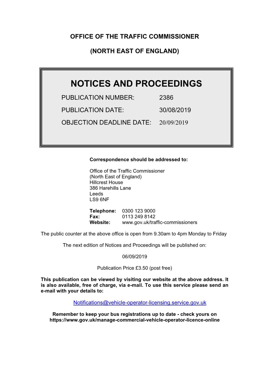 Notices and Proceedings