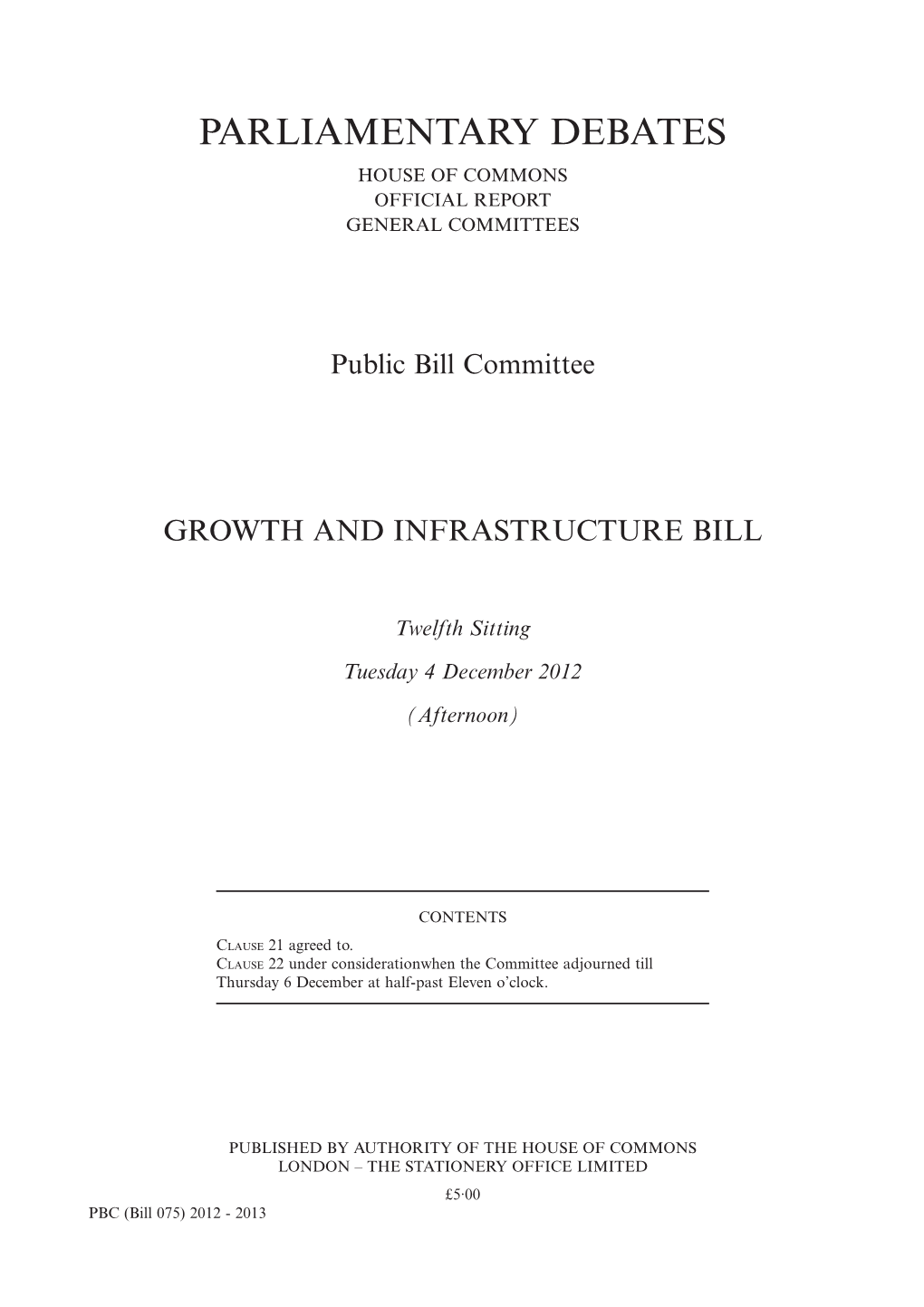 Parliamentary Debates House of Commons Official Report General Committees