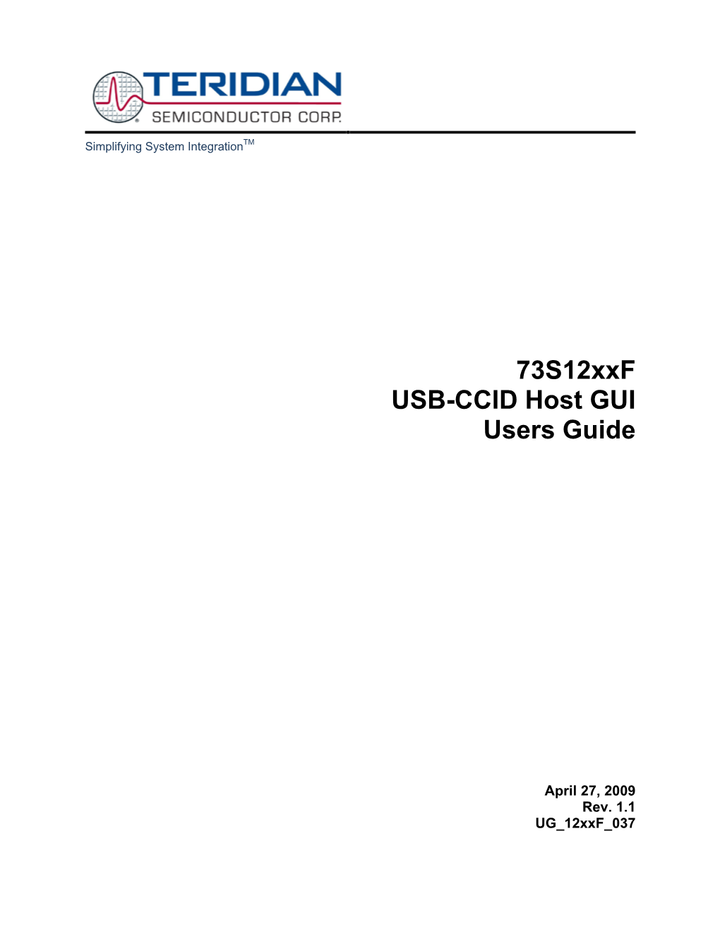 73S12xxf USB-CCID Host GUI Users Guide